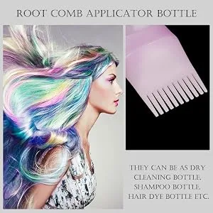 Hbaid Root Comb Applicator Bottle Hair Dye Applicator Brush 2 Pack Applicator Bottle for Hair Root Comb Shampoo Color Applicator Bottle 6 Ounce with Graduated Scale(Pink) - product information 3
