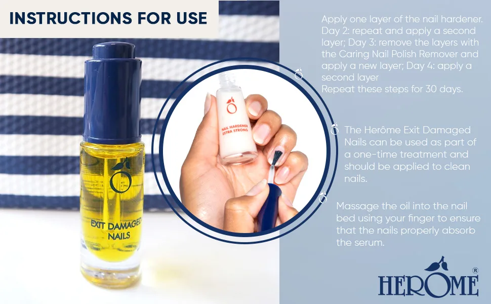 Herome Combi-Pack Exit Damaged Nails & Nail Hardener Extra Strong - Guarantees Strong Nails First Results In 8 Days - 7ml.+10ml. - E72527 EN - 3_970x600