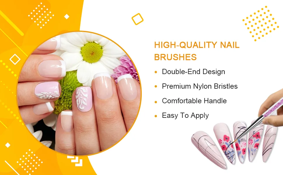 Jsdoin 5 pcs Nail Art Brushes Nail Dotting Tool Nail Art Pens Drill Drawing Nails Brush Pen for Nail Art Tools - product information 2