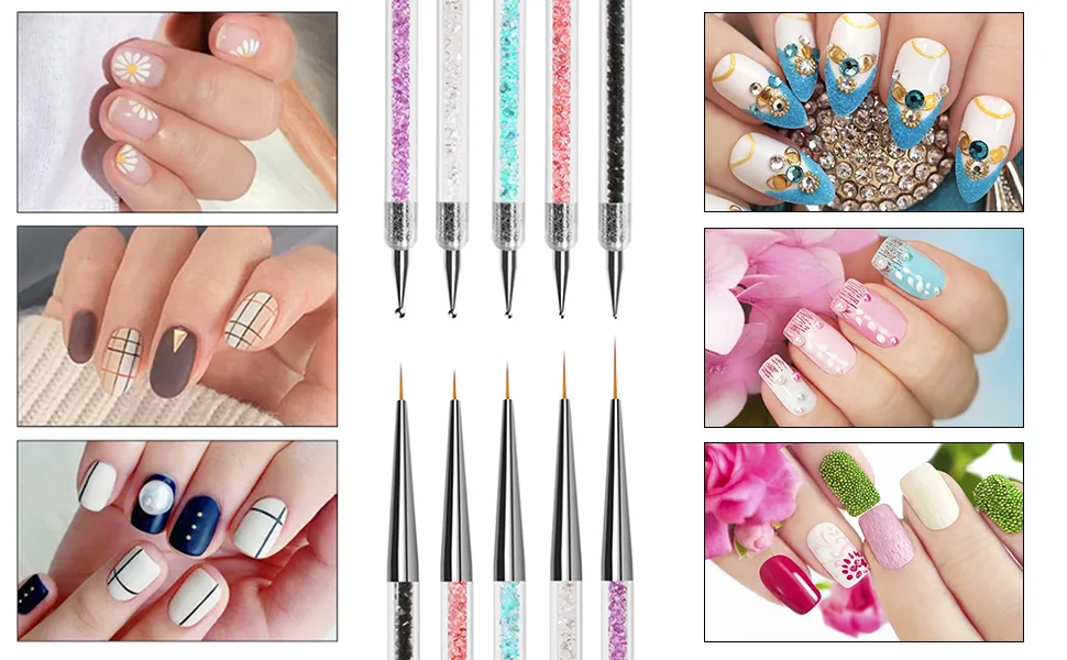 Jsdoin 5 pcs Nail Art Brushes Nail Dotting Tool Nail Art Pens Drill Drawing Nails Brush Pen for Nail Art Tools - product information 3