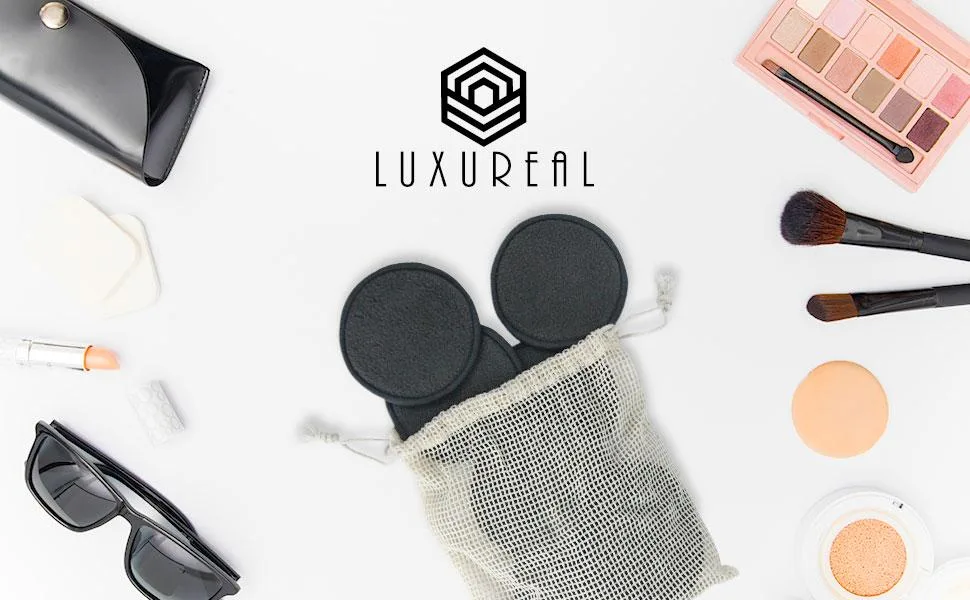 Luxureal Reusable Makeup Remover Pads 20 Packs Washable Bamboo Cotton Pads with Mesh Laundry Bag for All Skin Types - Face Cleaning Pads