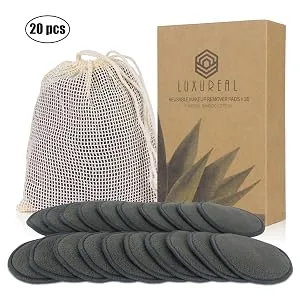 Luxureal Reusable Makeup Remover Pads 20 Packs Washable Bamboo Cotton Pads with Mesh Laundry Bag for All Skin Types - product information 7