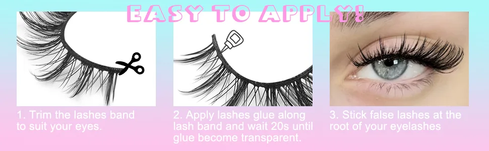 Fox Eye Lashes Wispy Eyelashes Cat Eye False Lashes Fluffy Fox Eye Fake Eyelashes Strip D Curl Lash Pack 7 Pairs by Mavphnee - how to apply