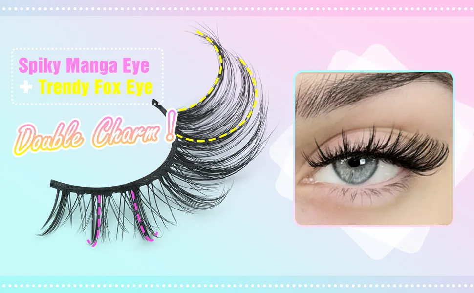 Fox Eye Lashes Wispy Eyelashes Cat Eye False Lashes Fluffy Fox Eye Fake Eyelashes Strip D Curl Lash Pack 7 Pairs by Mavphnee - natural charming