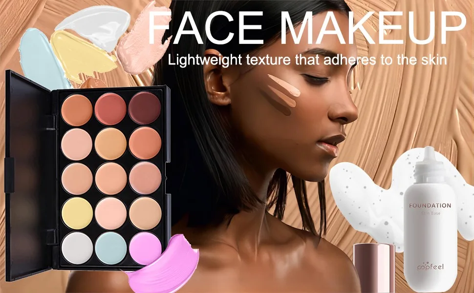 All-In-One Makeup Kit 35 Pcs Complete Makeup Gift Set Full Kit Combination with Eyeshadow Blush Lipstick Concealer etc Essential Starter Bundle for Women Pro Multi-purpose Beauty Cosmetic Set#1 35PCS - Face makeup set 2, includes 15 colors concealer palette, liquid foundation which is color changeing