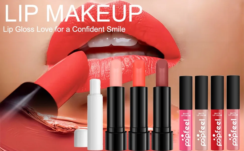 All-In-One Makeup Kit 35 Pcs Complete Makeup Gift Set Full Kit Combination with Eyeshadow Blush Lipstick Concealer etc Essential Starter Bundle for Women Pro Multi-purpose Beauty Cosmetic Set#1 35PCS - Lip make set, has lipsticks, lip glosses of different colors, lip balm used for lip moisturizing