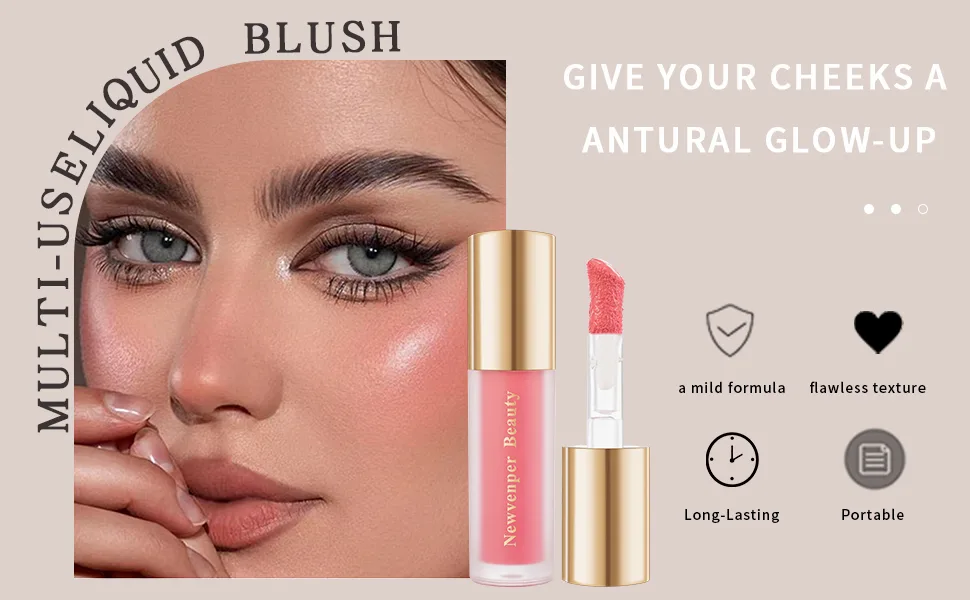Face Blush with Cushion Applicator Liquid Blush for Cheeks Long Lasting & Smooth Creamy Formula Lightweight Blush Stick Blush Wand Crystal Pink 02# 8 ml (Pack of 1) - product information 1