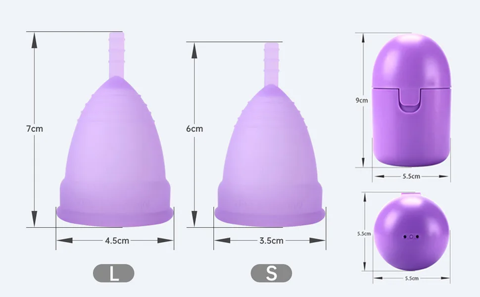 PATILWON Menstrual Cups 2 Pack Period Cup with Micro-Wave Oven Box Holder Purple&pink Large - portable menstrual cup set