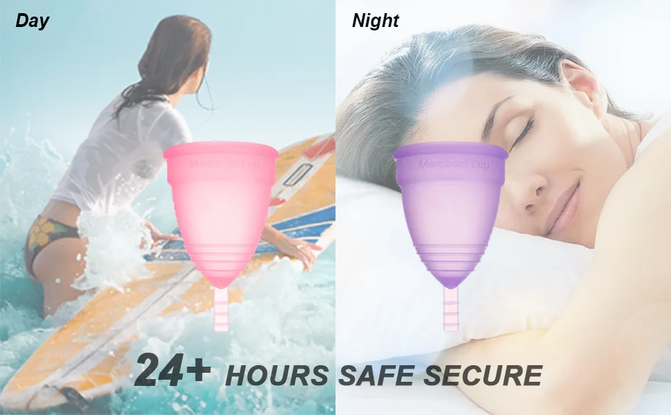 PATILWON Menstrual Cups 2 Pack Period Cup with Micro-Wave Oven Box Holder Purple&pink Large - portable menstrual cup set
