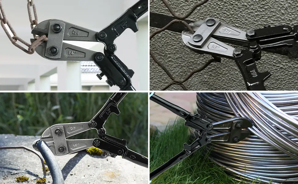 SHALL 3-Piece Bolt Cutter Kit 14" Heavy Duty Bolt Cutter 8" Wire Cutter 8" Wire Rope Cutter Ergonomic Handle Security Lock More Efficient Leverage & Adjustable Opening Carrying Case Included - product information 3