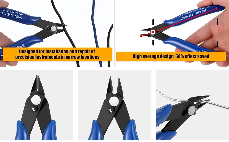 3 Pcs Mini Wire Cutter Electrical Wire Cable Cutter Precision Cutter Pliers with Soft Grip Slip Guards Handles for DIY Craft and Jewelry - cable cutters