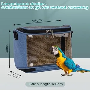 Bird Carrier Bag Bird Parrot Backpack Transparent Portable Lightweight Breathable Parrot Travel Cage for Cockatiels Parakeets Small Bird (Grey) - Bird Carrier Bag