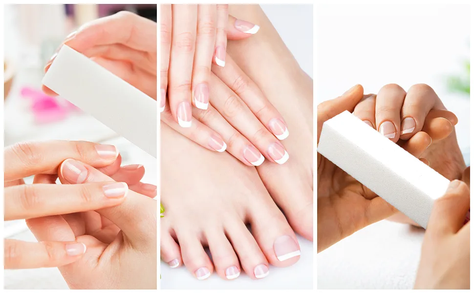 upain 10 Pieces Nail Buffer Block with Nail Brush 4 Way Professional Nail Buffer Block 12 Grit White Nail Sanding Tools for Gel Natural Acrylic Nails - Nail Sanding Tools