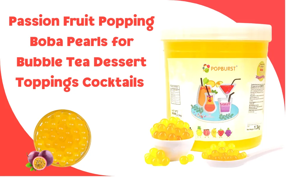 Tanoshiya Popping Boba Fruit Flavour Bursting Bubbles 1.3kg | Tapioca Pearl (Passion Fruit (Pack of 1)) - Passion Fruit Popping Boba Pearls Tapioca Pearls