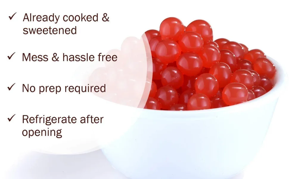 Tanoshiya Popping Boba Fruit Flavour Bursting Bubbles 1.3kg | Tapioca Pearl (Strawberry (Pack of 1)) - Strawberry Flavour Popping Boba Pearls Tapioca Pearls Tea Boba