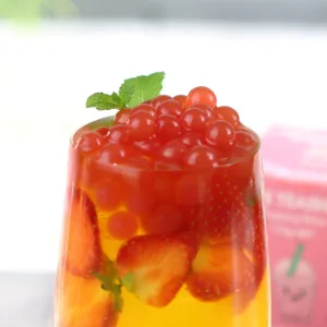 Tanoshiya Popping Boba Fruit Flavour Bursting Bubbles 1.3kg | Tapioca Pearl (Strawberry (Pack of 1)) - Strawberry Flavour Popping Boba Pearls Tapioca Pearls Tea Boba