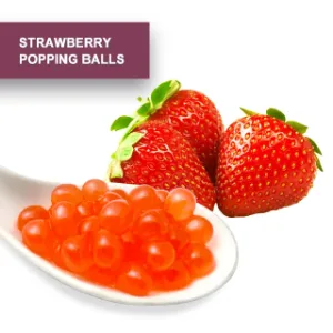 Tanoshiya Popping Boba Fruit Flavour Bursting Bubbles 1.3kg | Tapioca Pearl (Strawberry (Pack of 1)) - strawberry popping balls