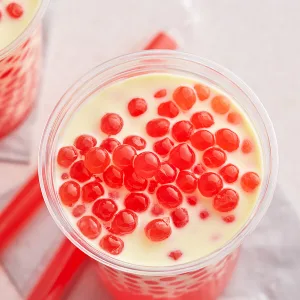 Tanoshiya Popping Boba Fruit Flavour Bursting Bubbles 1.3kg | Tapioca Pearl (Strawberry (Pack of 1)) - strawberry tea