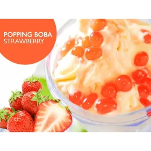 Tanoshiya Popping Boba Fruit Flavour Bursting Bubbles 1.3kg | Tapioca Pearl (Strawberry (Pack of 1)) - toppings