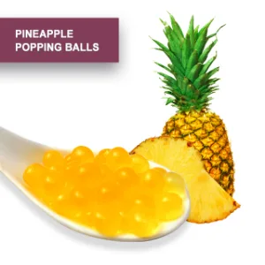 Tanoshiya Pineapple Popping Boba Pearls for Bubble Tea Dessert Toppings Cocktails - 1.3KG (Pack of 6) - pineapple popping balls