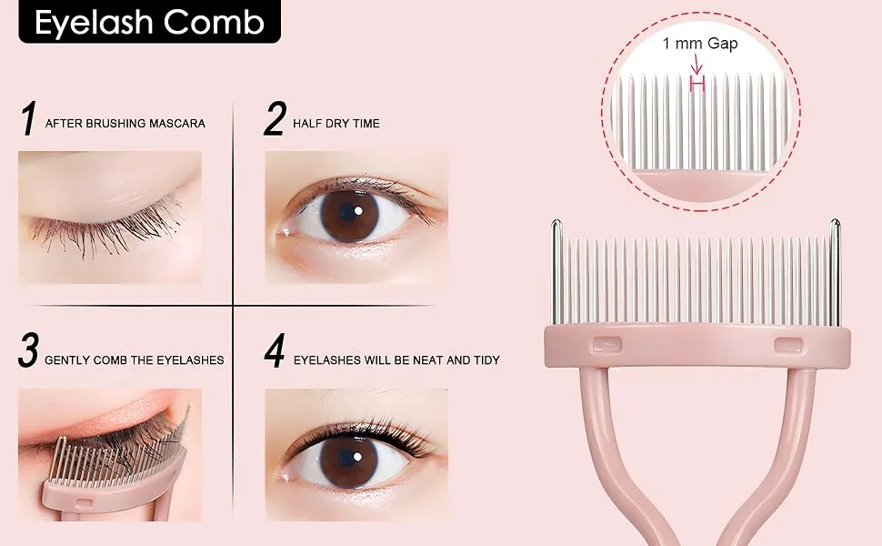 2 Pcs set 3 IN 1 Mascara Shield Mascara Shield Applicator Guard Folding Eyelash Comb Eyelash Separator Eyelash Brush for Women Girls - eyelash separator