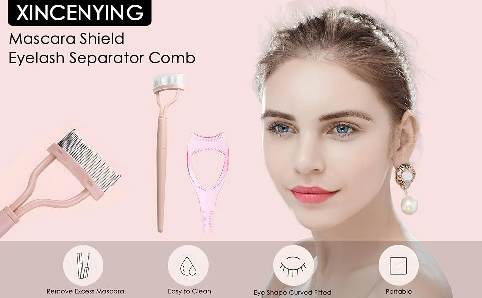 2 Pcs set 3 IN 1 Mascara Shield Mascara Shield Applicator Guard Folding Eyelash Comb Eyelash Separator Eyelash Brush for Women Girls - mascara guard