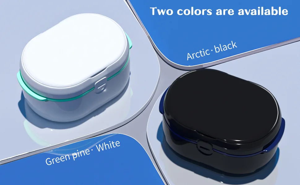 Denture Bath Box and Denture Brush Denture&Retainer Set Denture Case with Mirror (Black) - product information 4