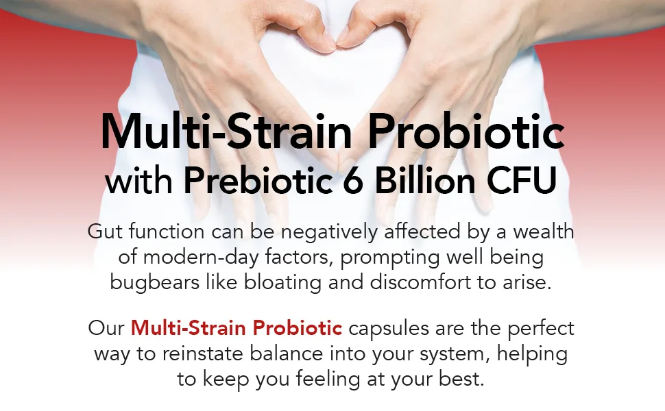 Probiotic 6 Billion Multi-Strain Live Bio Cultures Complex with Prebiotic 60 Vegetarian Capsules. Probiotic Capsule - 60 Pack - Multi-Strain Probiotic with Prebiotic 6 Billion CFU