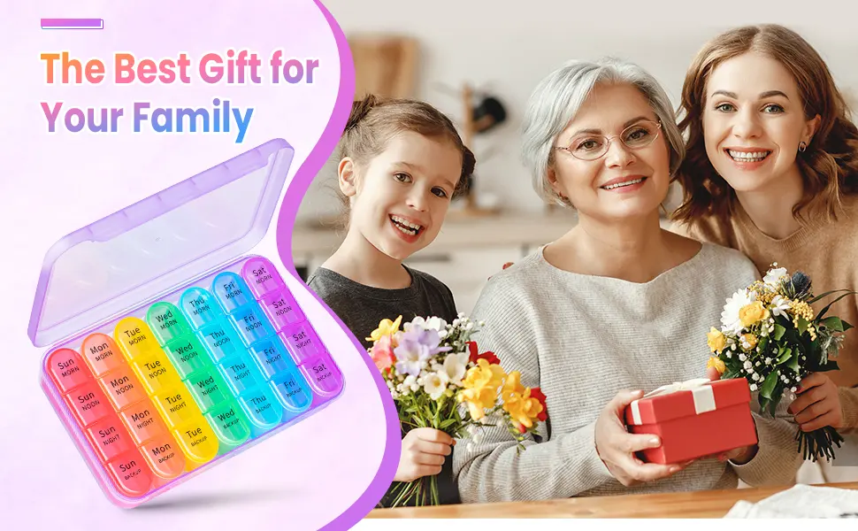 Pill Box 4 Times a Day 7 Days Pill Organiser Box with 28 Compartments Weekly Pill Case for Morning Noon Evening and Bed Time (Purple) - weekly pill box 4 times a day