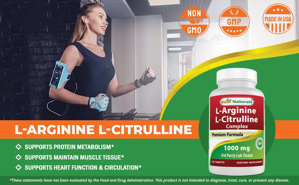 Best Naturals L-Arginine L-Citrulline Complex 1000 mg 120 Tablets (120 Count (Pack of 1)) - product information 2