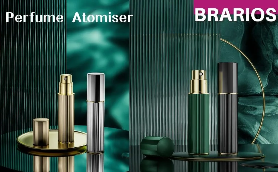 BRARIOS Perfume Atomiser Refillable 2 Pcs Travel Size Portable Atomiser Spray Mini Empty Perfume Bottle Leak Proof Cologne Dispenser for Women and Man 5ml (Gold&Red) - product information 2