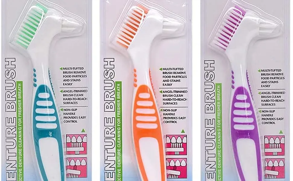 Chargenyang Denture Brush Dual Head Toothbrushes Hard Denture Cleaning Brush Denture Toothbrush Cleaning Brush False Teeth Brush Toothbrush(3PACK) - product information 2