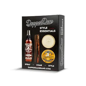 Dapper Dan Style Essentials Gift Pack with High Hold Low Shine Matt Paste 100ml Texturising Sea Salt Spray 200ml and Hand Made Styling Comb - Pomade for Men, men