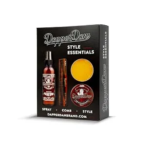 Dapper Dan Style Essentials Gift Pack with Medium Hold Medium Shine Deluxe Pomade 100ml Texturising Sea Salt Spray 200ml and Hand Made Styling Comb - Pomade for Men, men