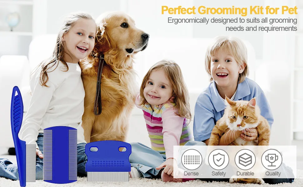 3 Pcs Pet Flea Combs Fine Teeth Pet Comb Grooming Set for Cat Dog Flea Lice Float Hair and Tear Stain Remover Combs Fine Tooth Grooming Tool - product information 2