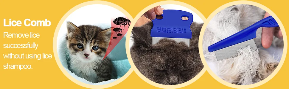 3 Pcs Pet Flea Combs Fine Teeth Pet Comb Grooming Set for Cat Dog Flea Lice Float Hair and Tear Stain Remover Combs Fine Tooth Grooming Tool - product information 3