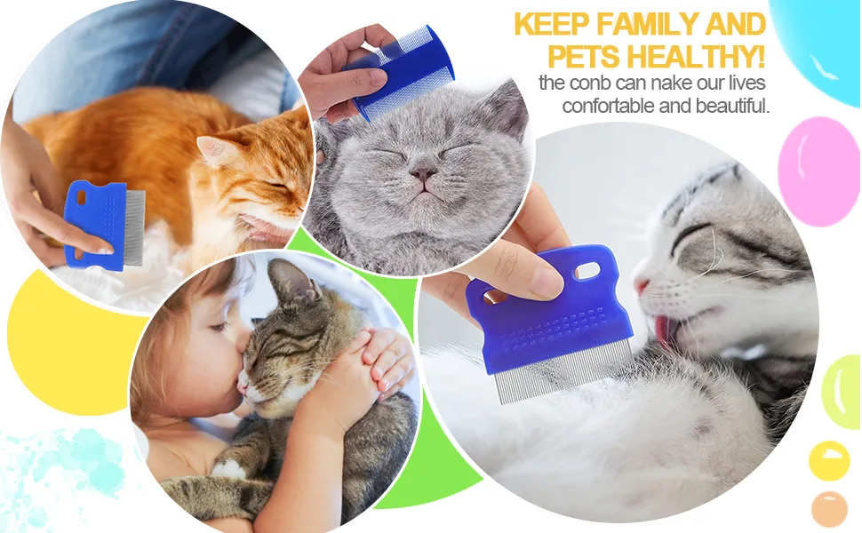 3 Pcs Pet Flea Combs Fine Teeth Pet Comb Grooming Set for Cat Dog Flea Lice Float Hair and Tear Stain Remover Combs Fine Tooth Grooming Tool - product information 4