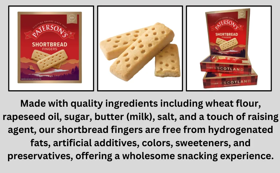 Paterson's Festive Shortbread Fingers - Pack Of 3 Delicious Scottish Butter Biscuits Holiday Treats - Paterson