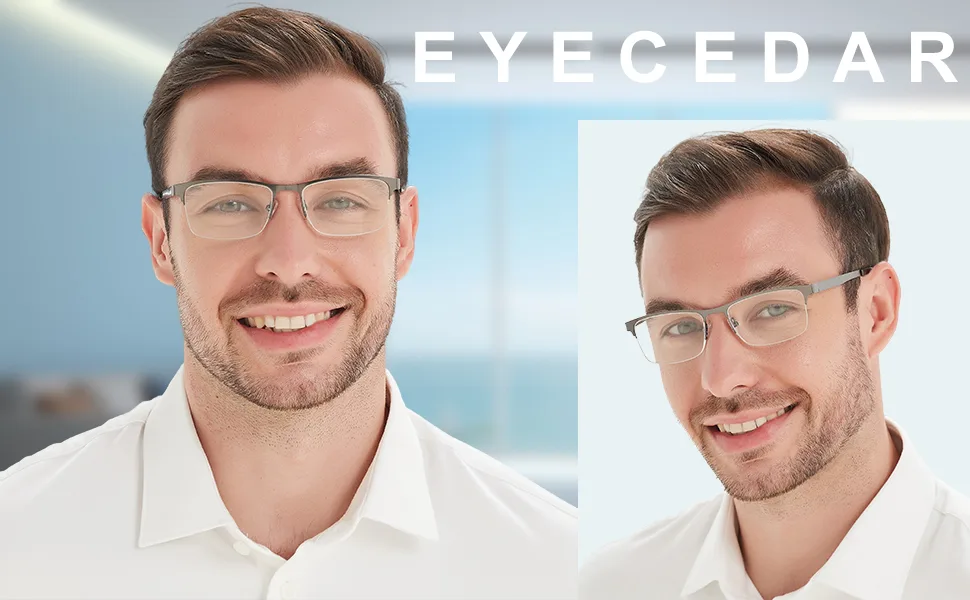 EYECEDAR 5-Pack Reading Glasses for Men Metal Gunmetal Half Frame Spring Hinges Eyeglasses Readers 1.75 Metal Grey 1.75 x - Reading Glasses