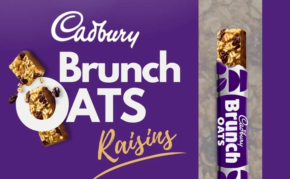 Cereal Bars Bundle With 5x Cadbury Brunch Raisin Cereal Bar 5x32g | Suitable for vegetarians | On The Go Snacks - Oatbars; oats; raisins; chocolate bar oats; oat bars multipack; brunch oats