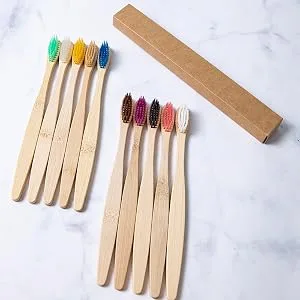 GeekerChip Bamboo Toothbrush 10 Colors Bamboo Toothbrush Natural Soft Bristles Ecological and 100% Biodegradable 10 count (Pack of 1) - product information 6