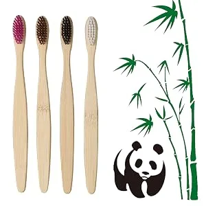GeekerChip Bamboo Toothbrush 10 Colors Bamboo Toothbrush Natural Soft Bristles Ecological and 100% Biodegradable 10 count (Pack of 1) - product information 9