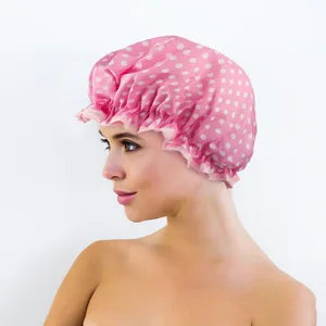 PrettyDate 3 Packs Double layer Shower Cap Waterproof Elastic Bath Cap for Women Shower Spa Salon 3Packs - product information 5