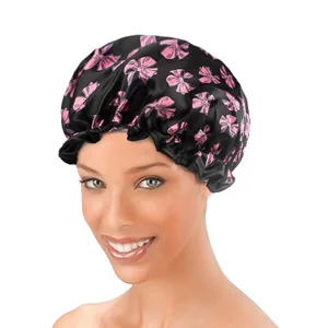 PrettyDate 3 Packs Double layer Shower Cap Waterproof Elastic Bath Cap for Women Shower Spa Salon 3Packs - product information 7