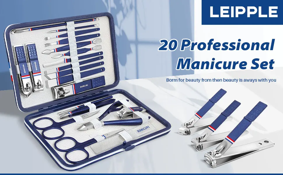 Manicure Set Professional Pedicure Kit Nail Clippers Kit - 18 pcs Nail Care Tools - Grooming Kit with Luxurious Upgraded Travel Case (Deep Blue) - product information 2