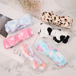 metagio 6 Pack Spa Makeup Headbands Super Absorption Hair Bands Elastic Coral Head Wrap Adjustable Soft Facial Headband with 3PCS Silicone Brushes - product information 5