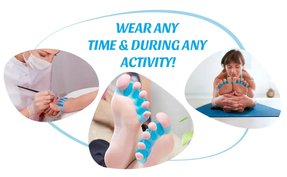 Mroobest Toe separator Toe spacers Gel Toe Separators Bunion Correctors Toe Spacers Toe Straightener Toe Stretcher Big Toe Correctors Toe Separator 4 Count (Blue) blue-1 One Size - Toe Separators