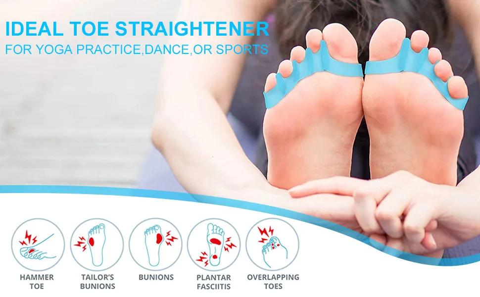 Mroobest Toe separator Toe spacers Gel Toe Separators Bunion Correctors Toe Spacers Toe Straightener Toe Stretcher Big Toe Correctors Toe Separator 4 Count (Blue) blue-1 One Size - Toe Separators