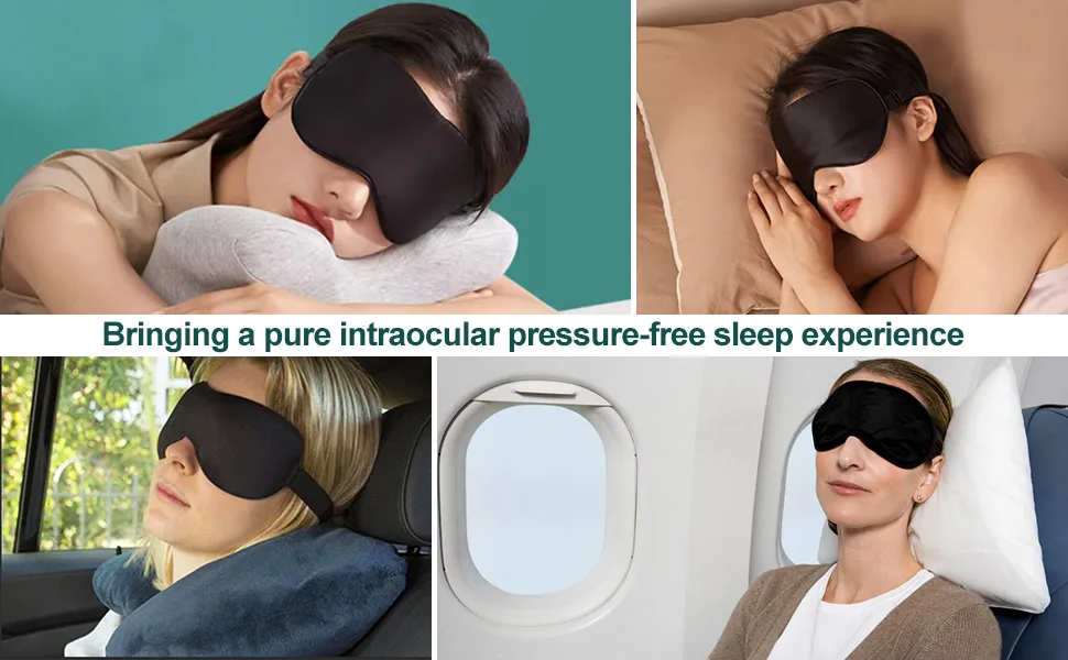 Quelcc Sleep Mask 2 Pack Silk Eye Mask Soft Eye Mask for Sleeping Light-Blackout Design with Adjustable Strap for Night Travel Nap (Black) 2 count (Pack of 1) - product information 5