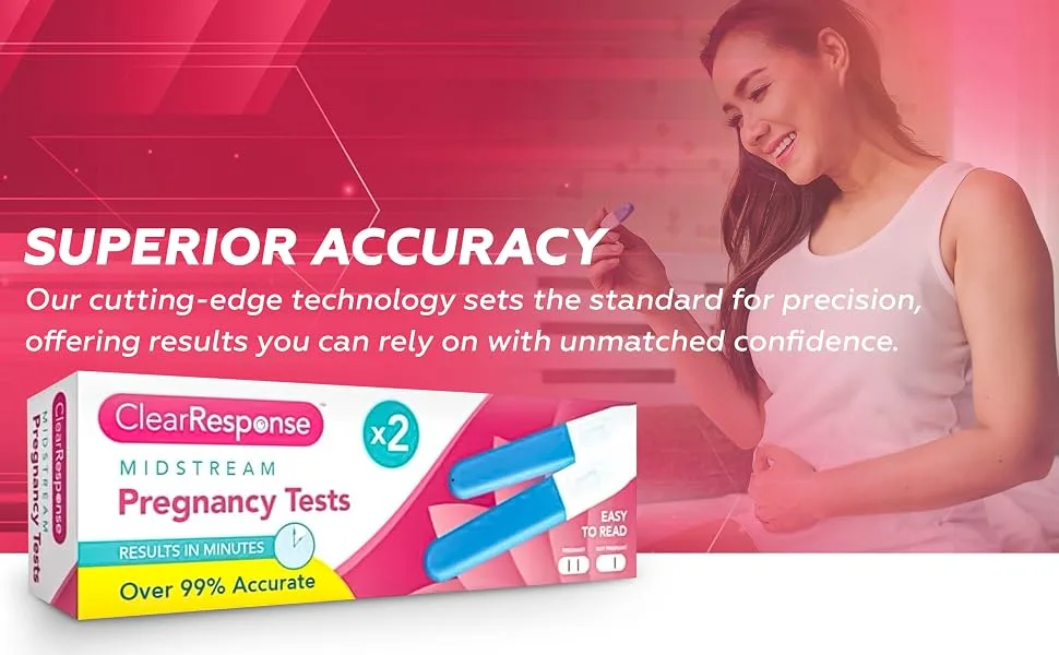 ZYBUX - Clear Response midstream Pregnancy Test 2 Pack 99% Accurate Results in Minute - Pregnancy Test 2 Pack